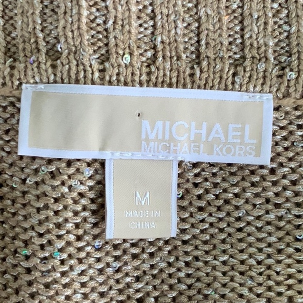 Michael Michael Kors gold sequin sweater. Off the shoulder cowl - Picture 8 of 10